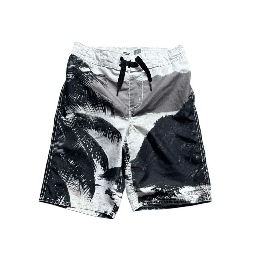 Toddler Boys Old Navy Tropical Palm Tree Print Swimming Trunks - Sz S 6/7